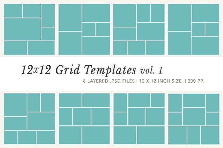12×12 Photo Collage Grid Templates Volume 01