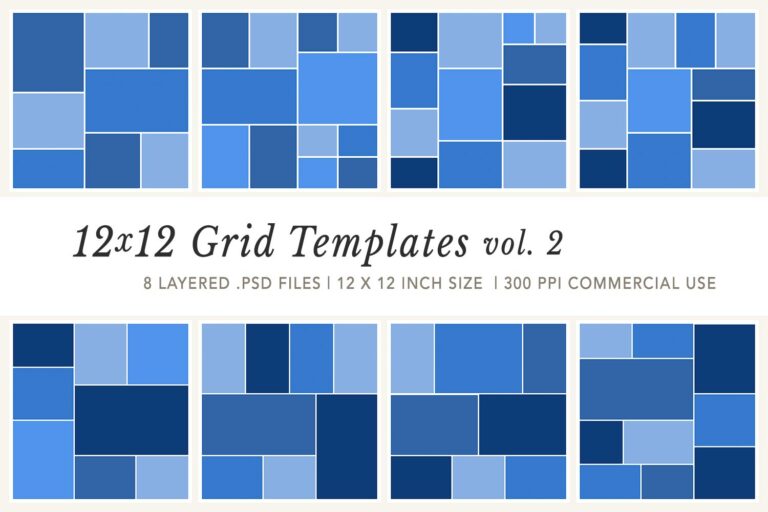 12×12 Photo Collage Grid Templates Volume 02