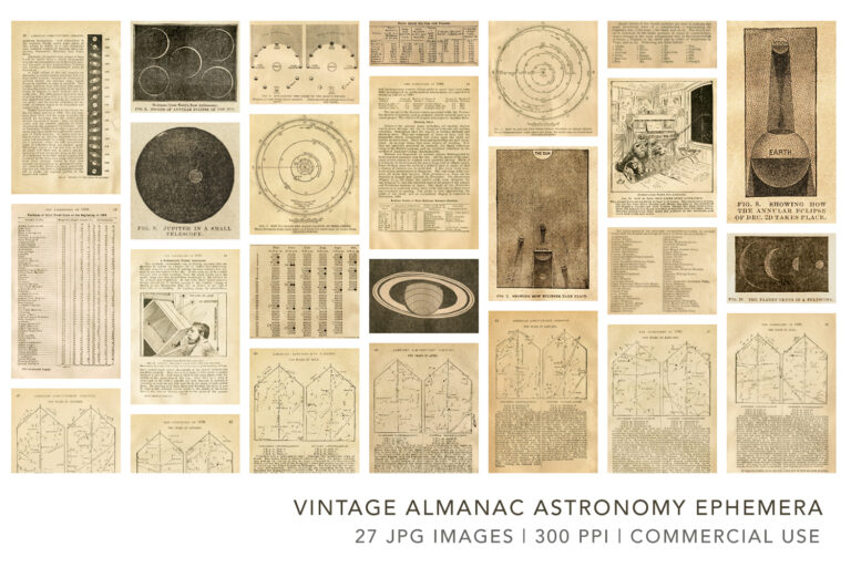 Vintage Almanac Astronomy Ephemera