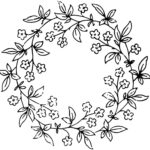Rs Vintage Floral Wreath Line Art 1