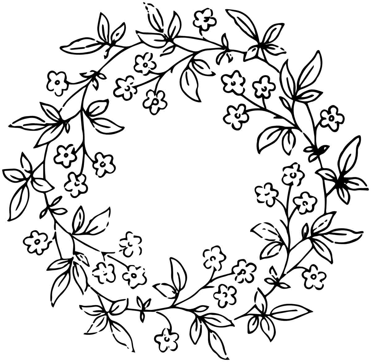 Rs Vintage Floral Wreath Line Art 1