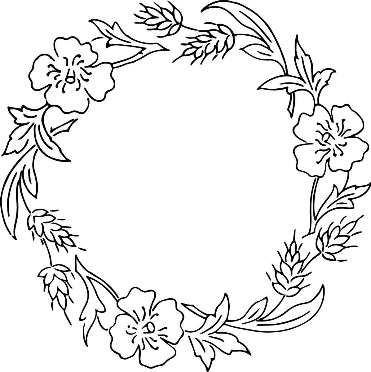 Rs Vintage Floral Wreath Line Art 12