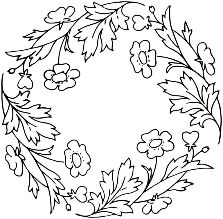 Vintage Embroidery Floral Wreath Pattern 03