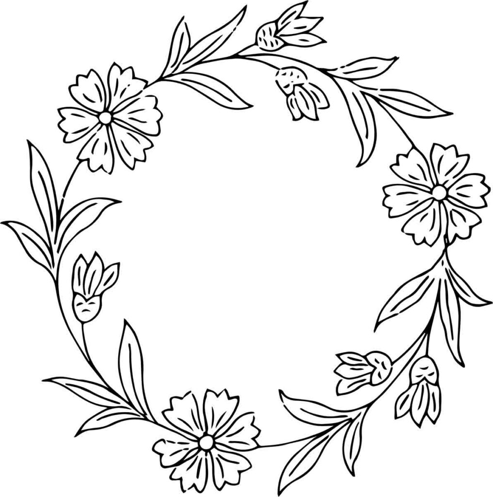 Rs Vintage Floral Wreath Line Art 4