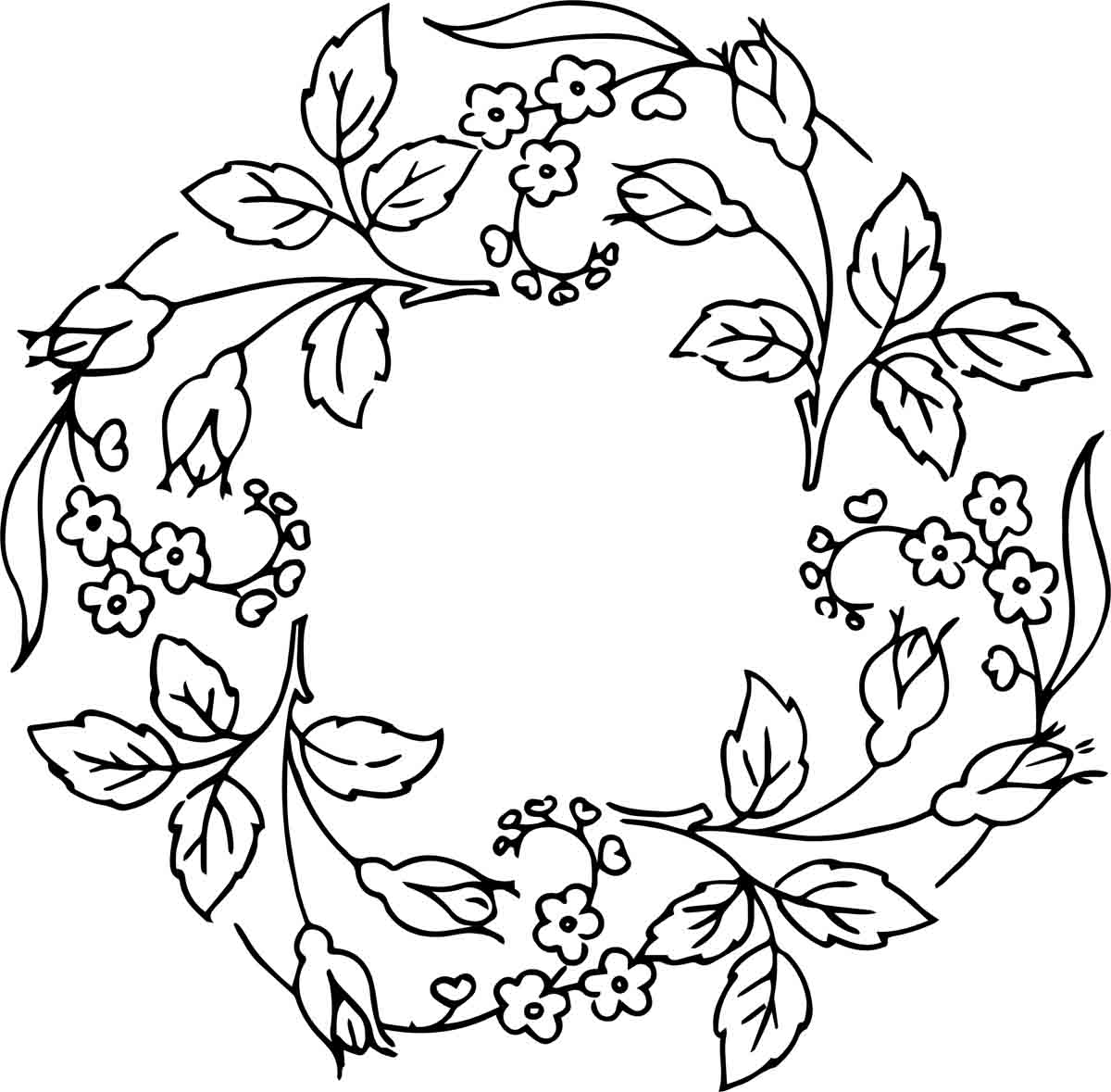 Rs Vintage Floral Wreath Line Art 9