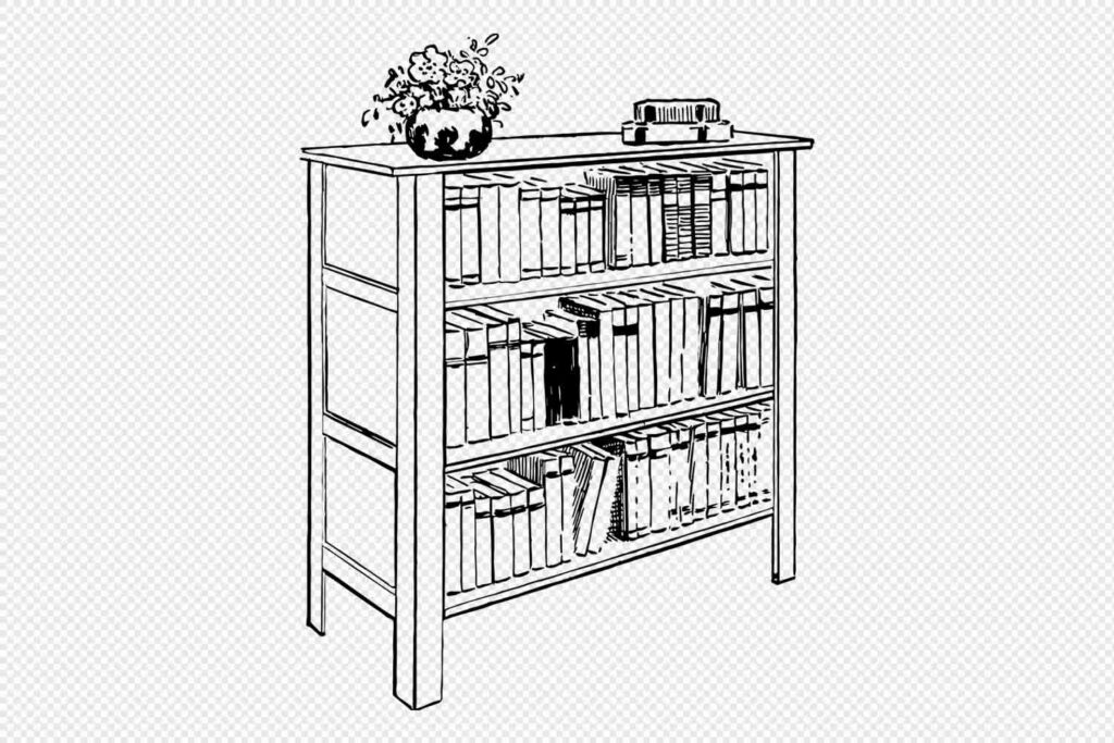 Bookshelf Lineart Illustration Preview