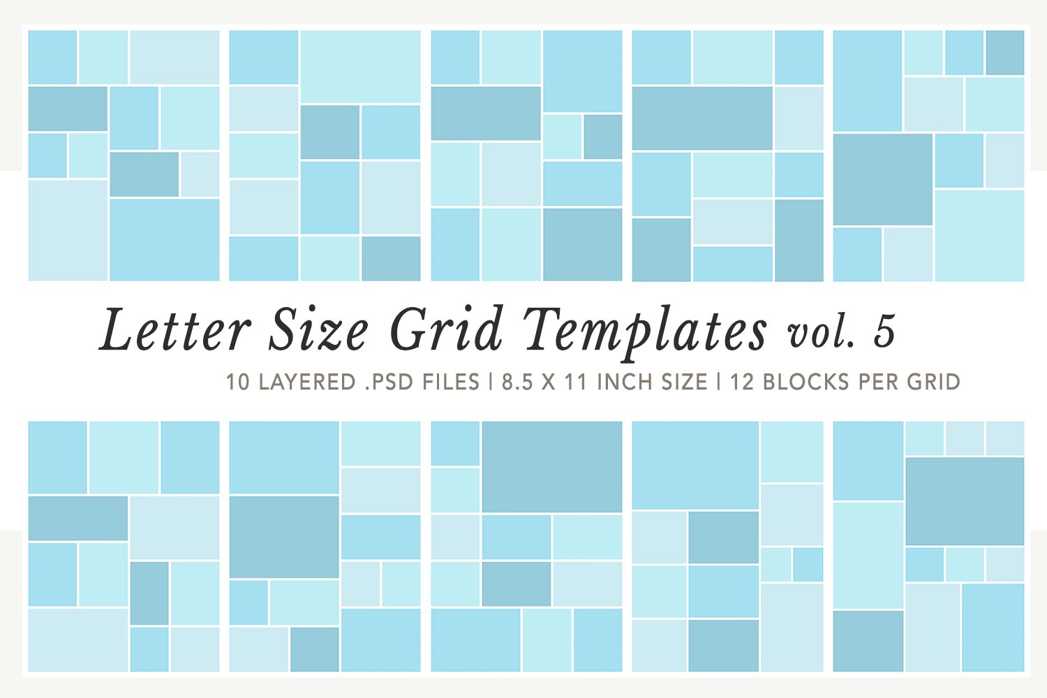 Collage Template Grids Letter Size Vol5 12 Blocks