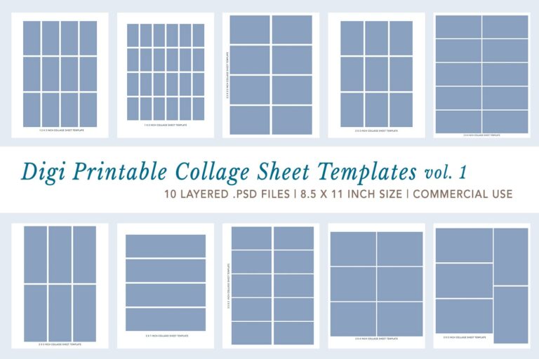 Digi Printable Collage Sheet Templates Volume 01