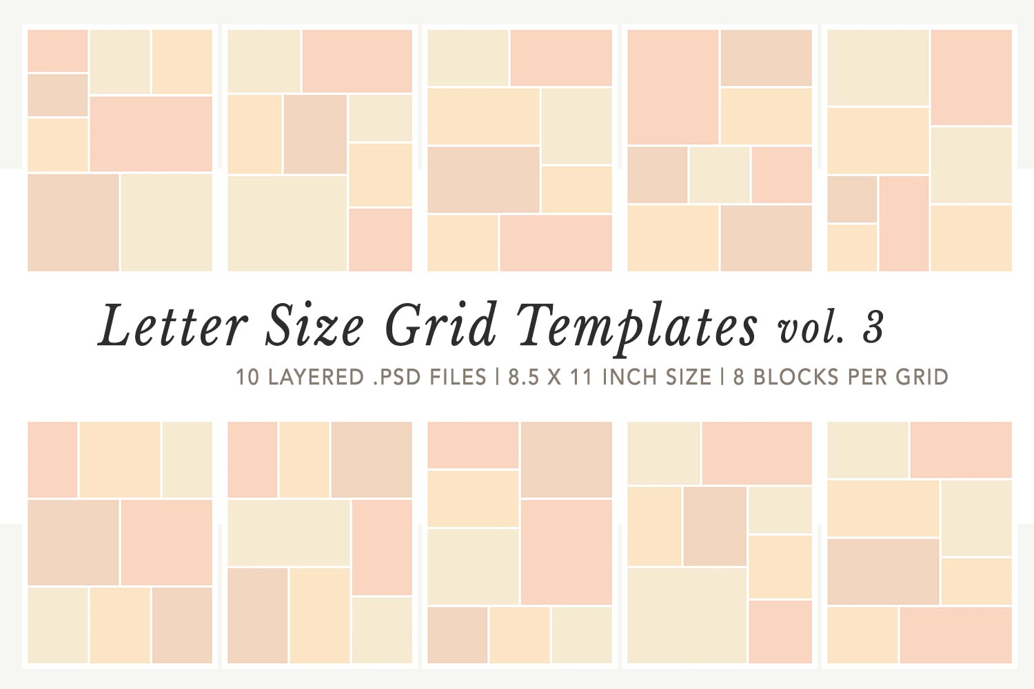 Letter Size Collage Template Grids 8 Boxes Vol3