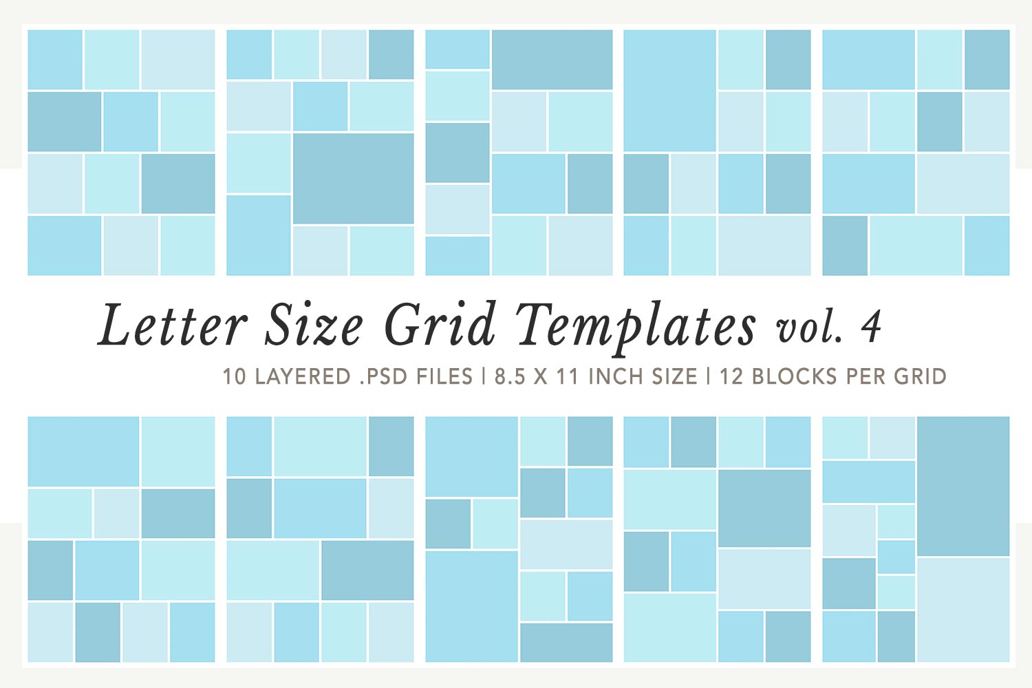 Letter Size Collage Templates Grid 12 Block Vol 4