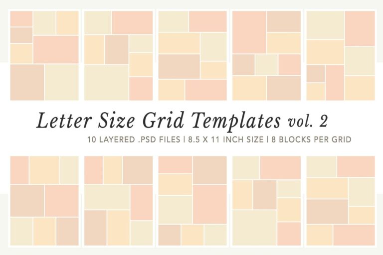 Letter Size Grid Collage Templates Vol 02 – 8 Blocks Per Grid