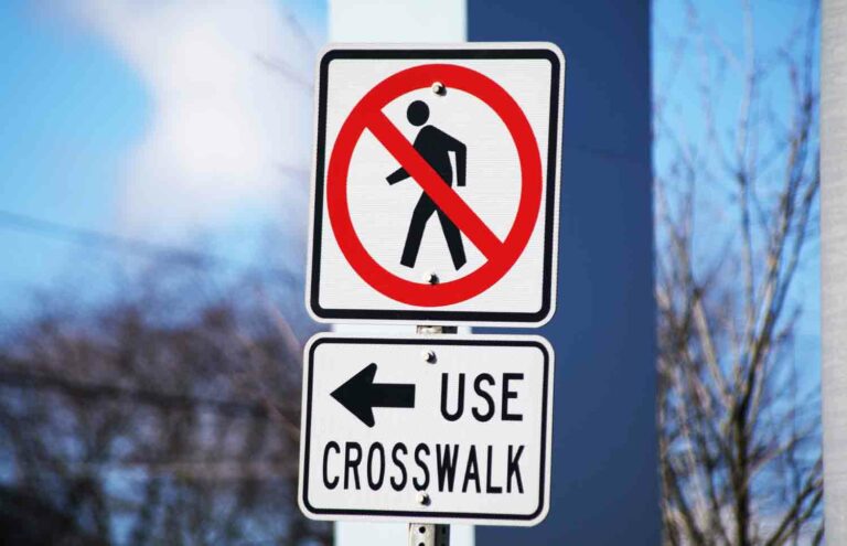 No Crossing Sign – Use Crosswalk Stock Photo