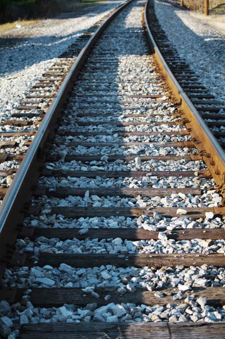 Railroad train tracks stock photo