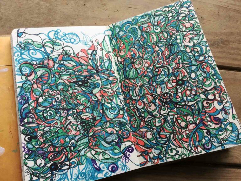 Sketchbook Photo of Colorful Doodle Art