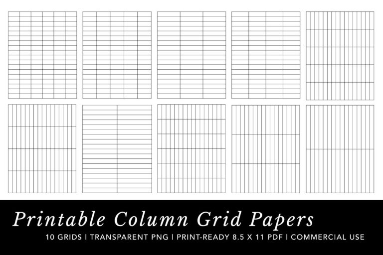 Printable Column Paper Grids & Transparent PNG Images