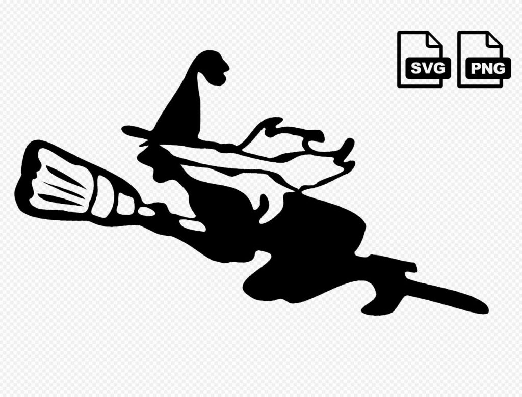 Witch Flying Broom2 Silhouette Svg Preview