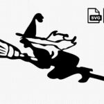 Witch Flying Broom2 Silhouette Svg Preview