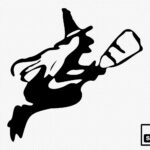 Witch Flying On Broomstick Silhouette Svg Preview
