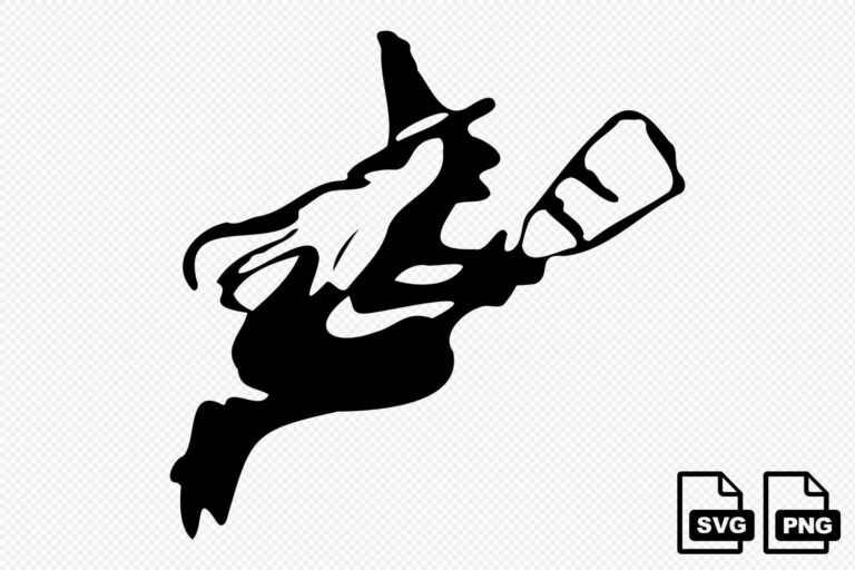 Silhouette of Witch Flying SVG