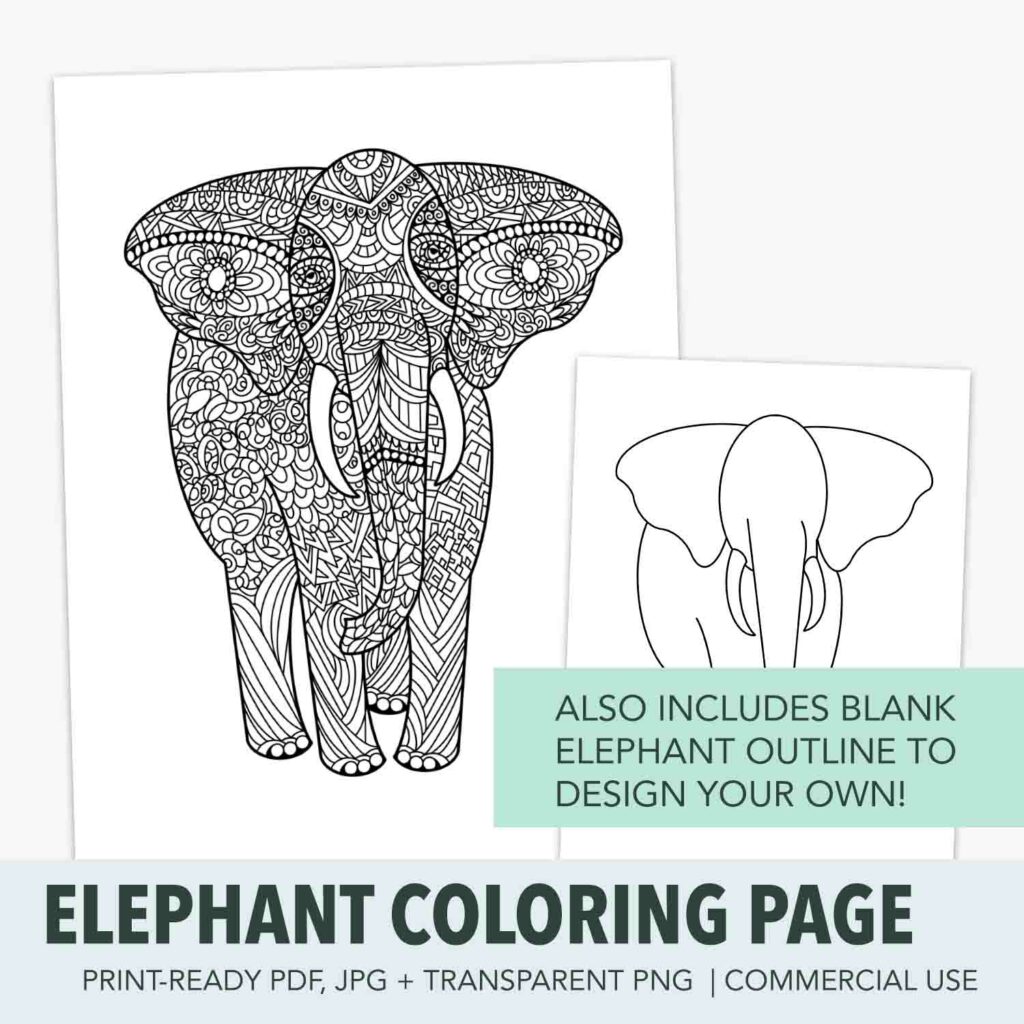 Elephant Coloring Page Preview