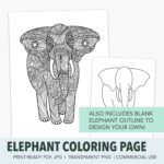 Elephant Coloring Page Preview