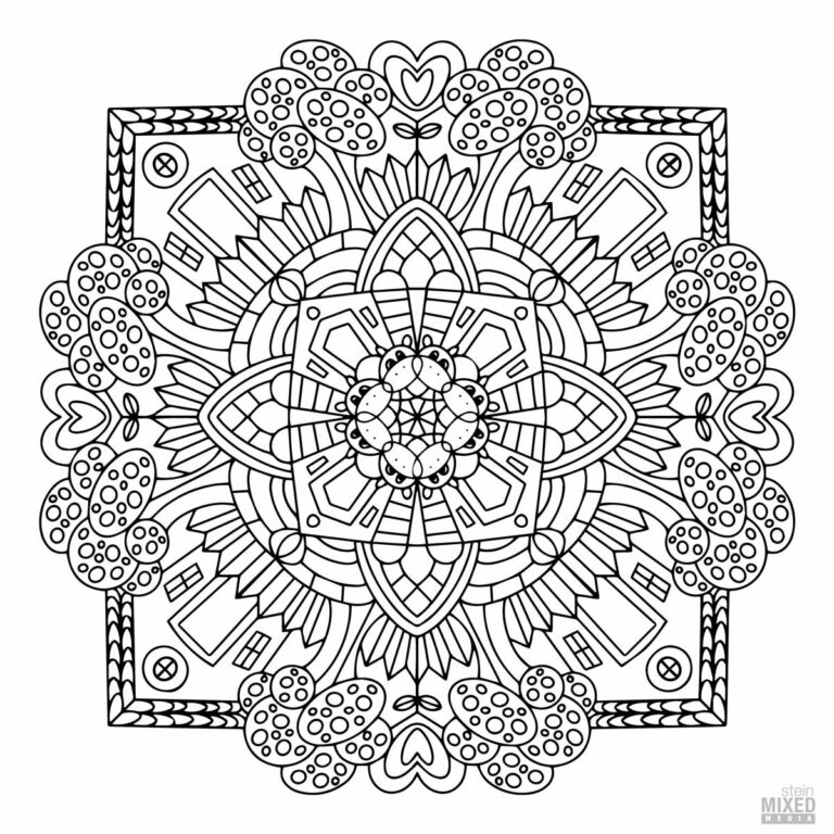 Hand Drawn Cows and Farm Mandala Coloring Page