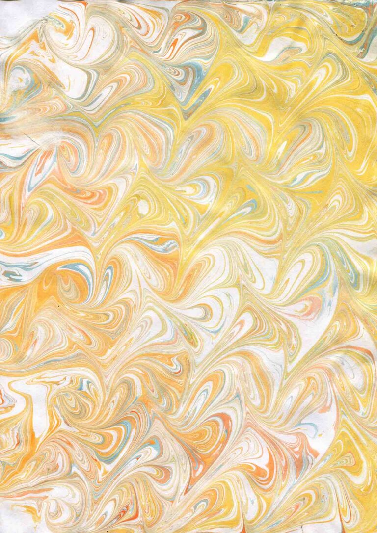 Yellow Fan Ripple Pattern Marbled Paper
