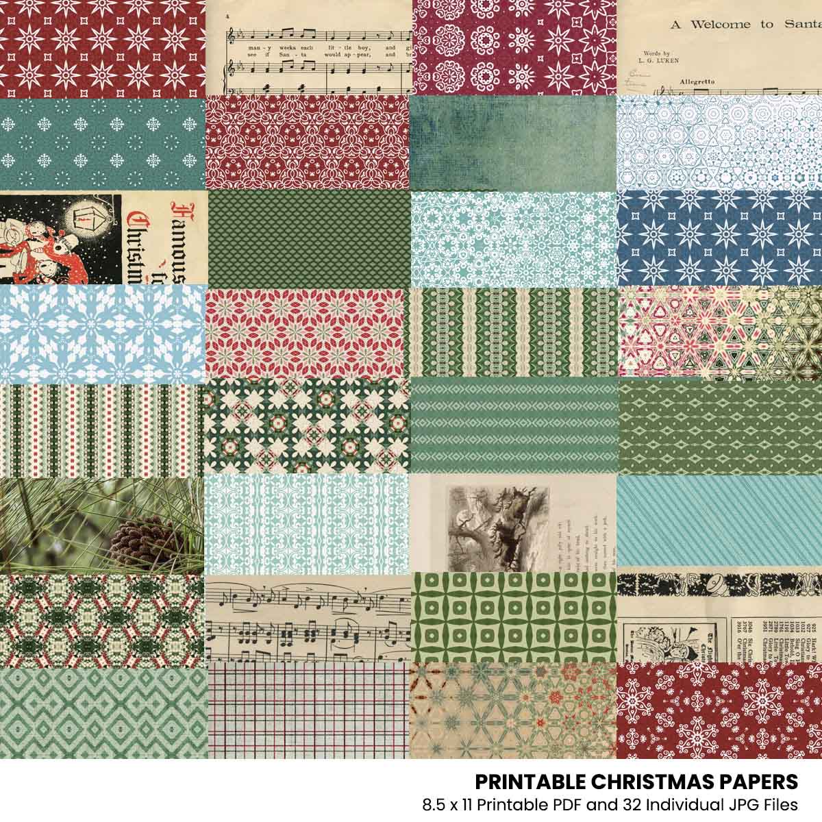 Printable Christmas Junk Journal Papers Preview2