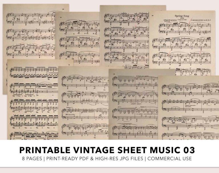 Printable Vintage Sheet Music 03