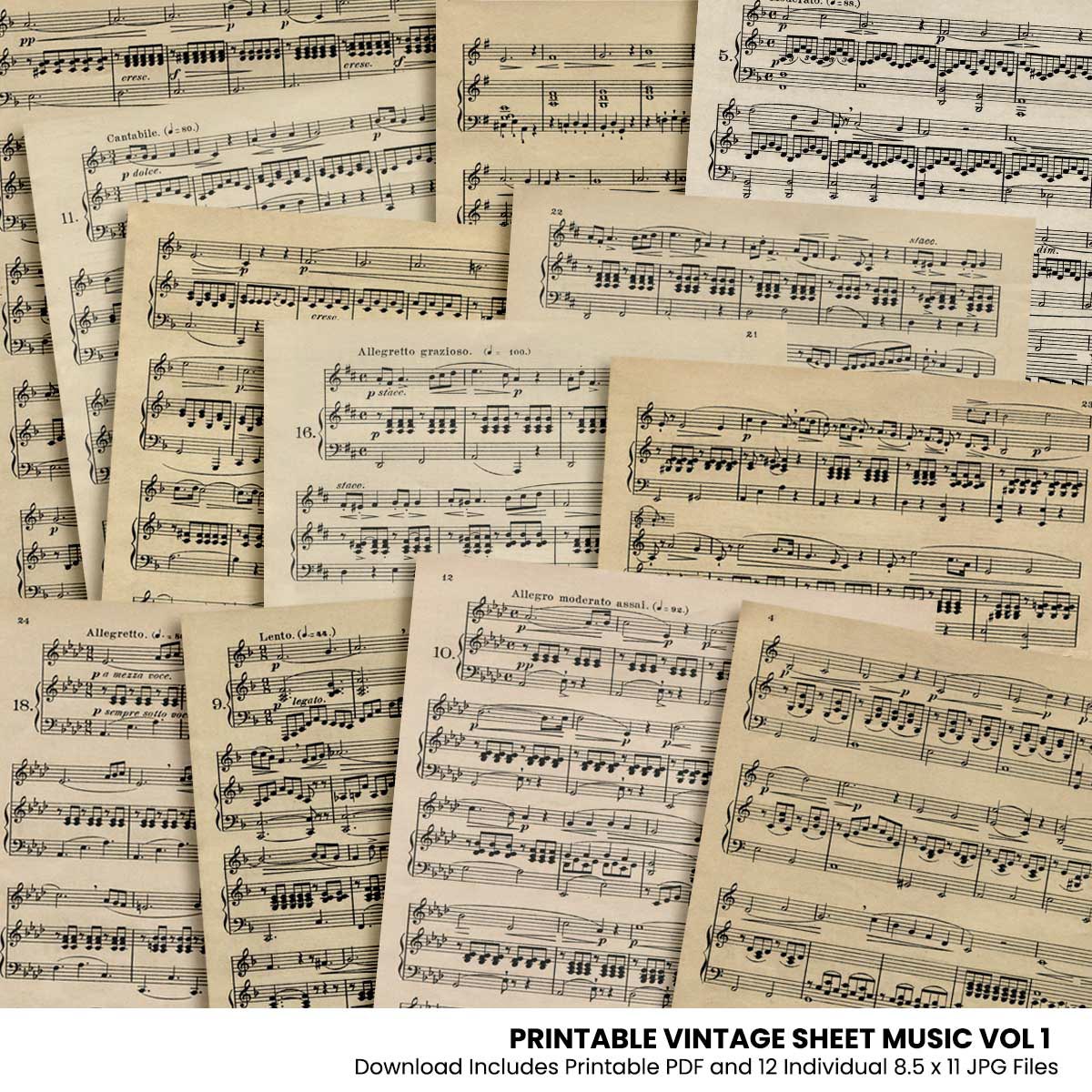 Printable Vintage Sheet Music 01 SteinMixedMedia