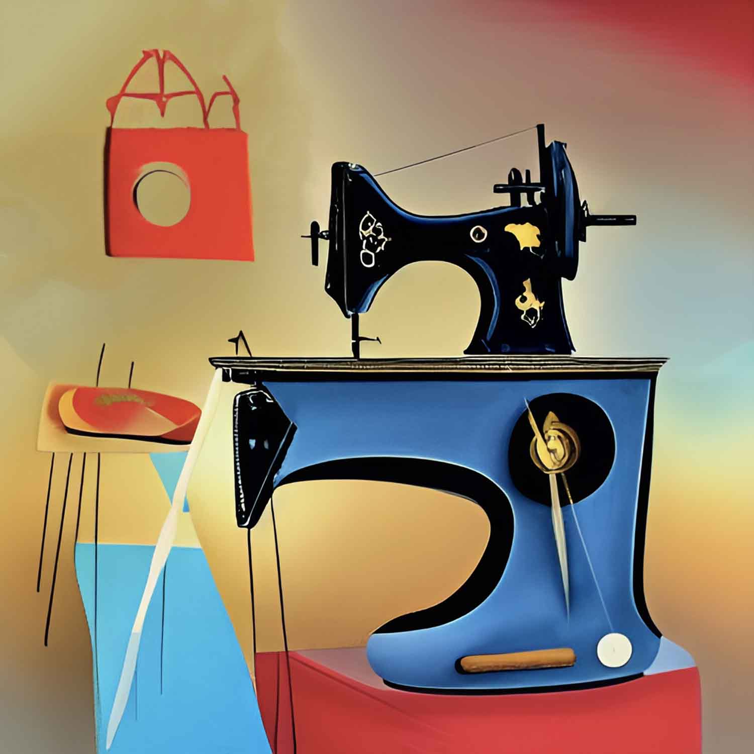 Pursemaker Sewing Machine Illustration Art