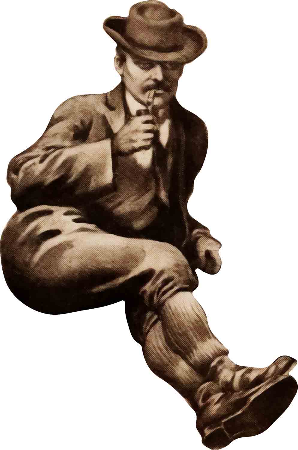 Vintage Man Smoking Pipe