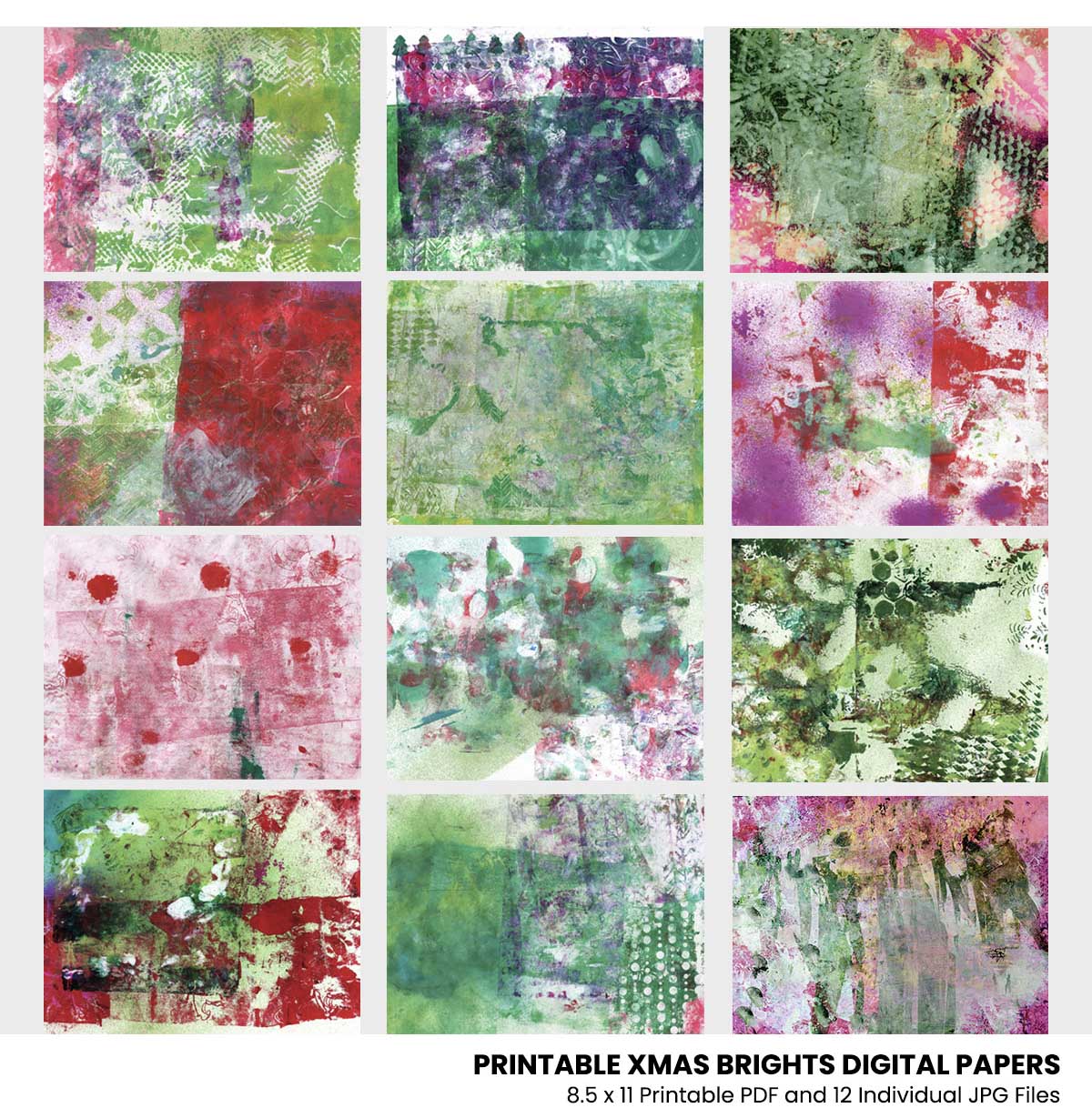 Xmas Brights Printable Collage Papers