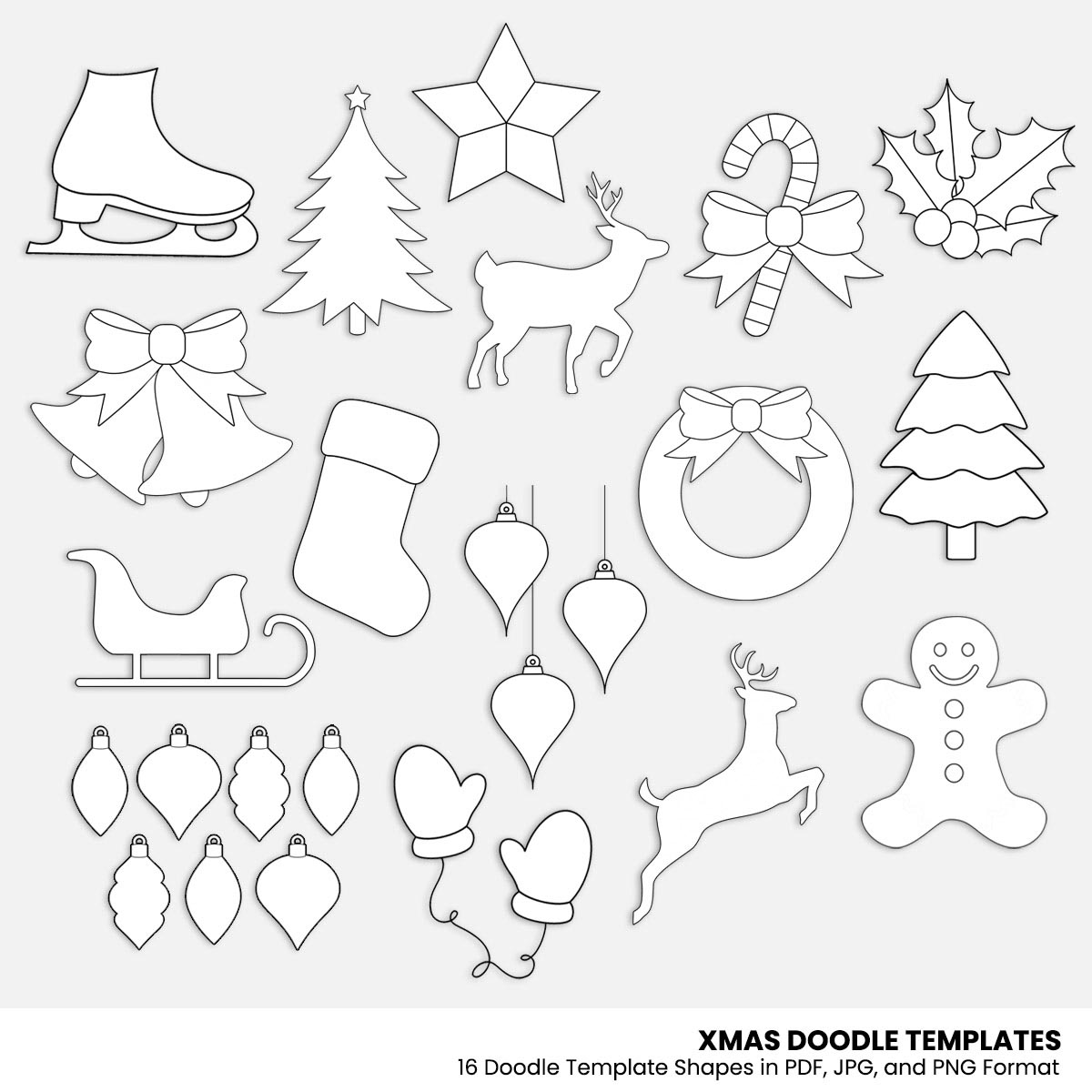 Christmas Doodle Shapes Templates - SteinMixedMedia