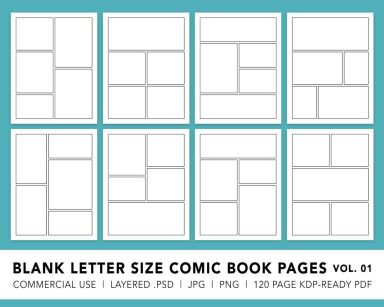 Blank Comic Book Templates Letter Size Vol. 01