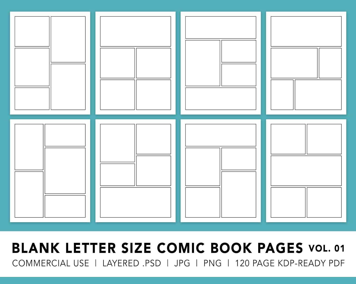 Blank Comic Pages Letter Size Vol01