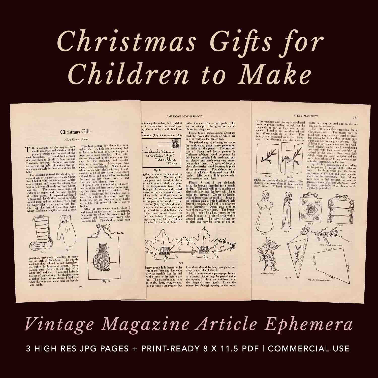 Christmas Gifts For Children To Make Vintage Magazine Ephemera