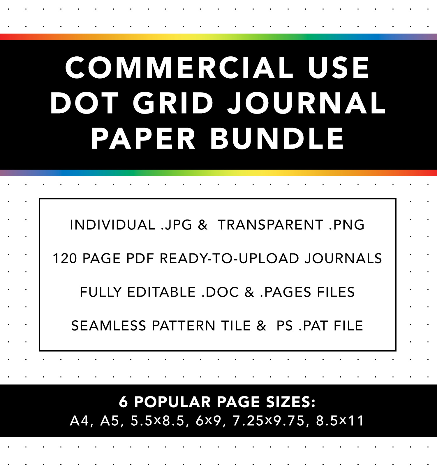 Commercial Use Dot Grid Journals Printable Digital Kdp Ready