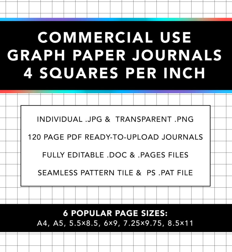 Commercial Use 4 Squares Per Inch Graph Paper Grid Journal Interior Bundle