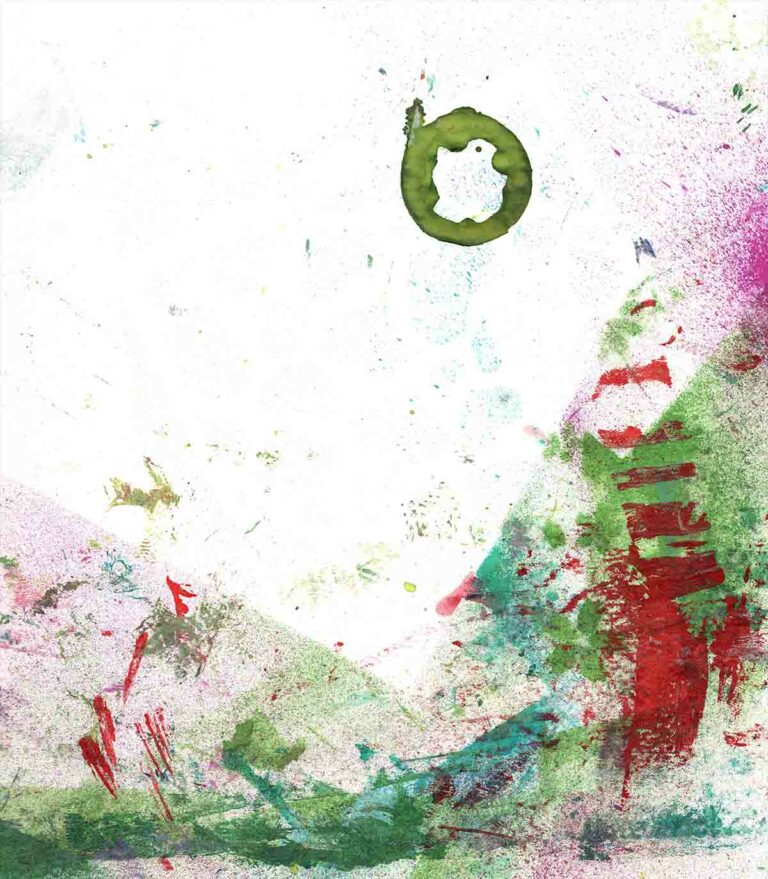 Christmas Tree With Wreath Abstract Mixed Media Art Background