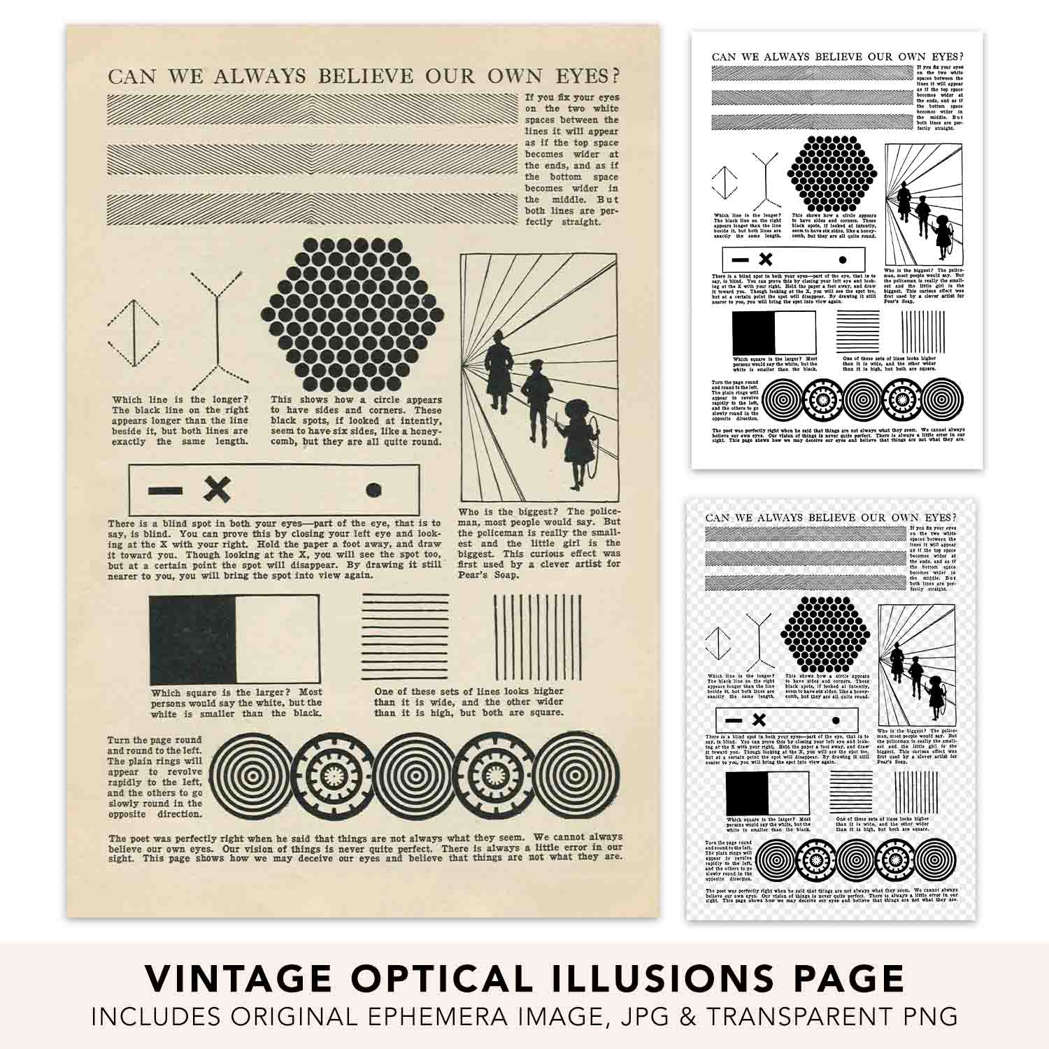 Optical Illusions Worksheet Vintage Ephemera