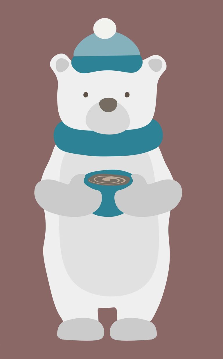 Polar Bear Drinking Hot Cocoa Clipart, SVG Vector and Layered PSD Files