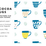 Seamless Hot Cocoa Mugs Pattern And Papers