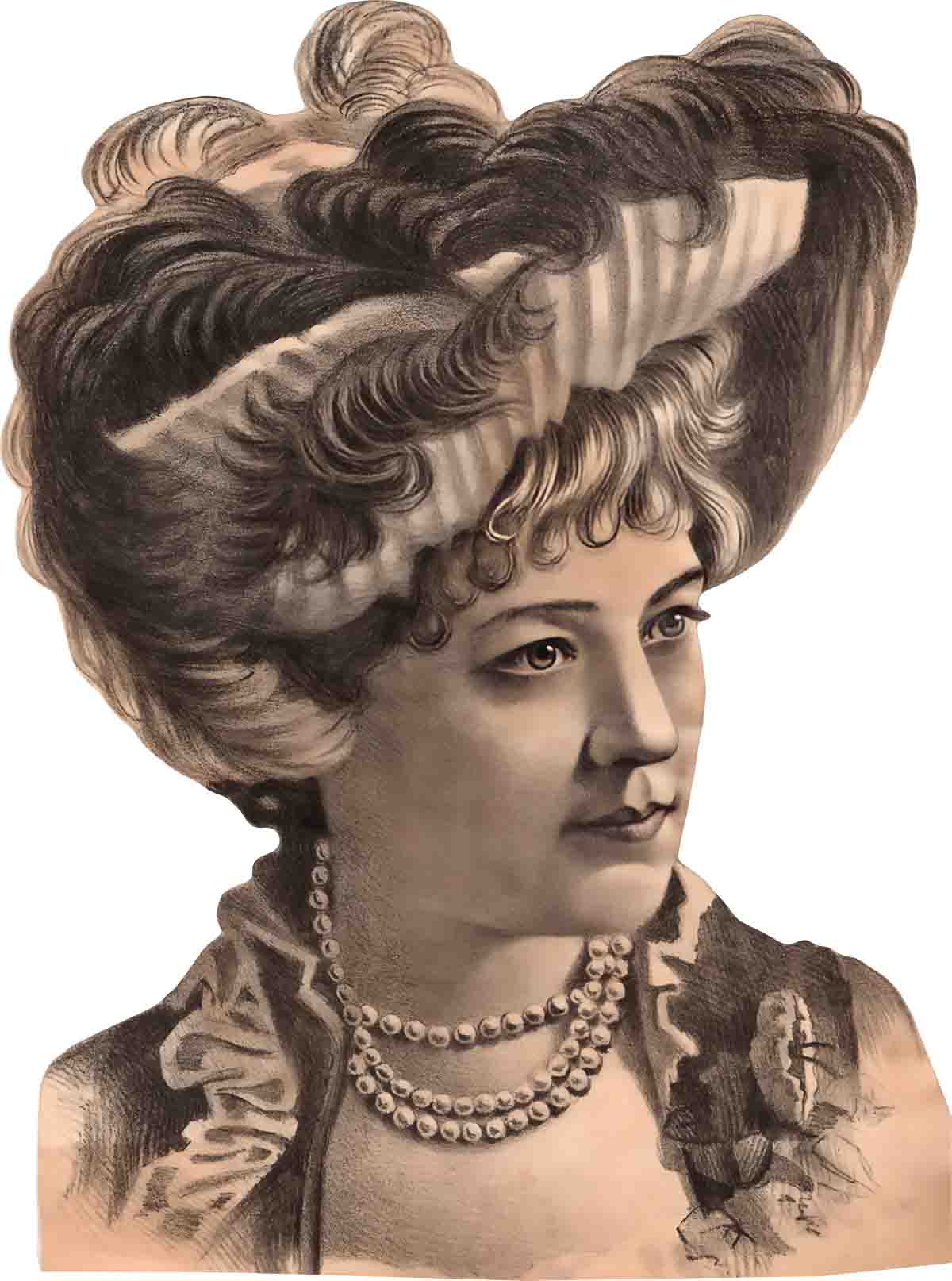 Victorian Woman Hat Pearls Web