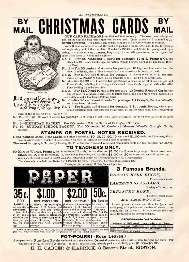 Vintage Advertisement for Victorian Christmas Cards by Mail