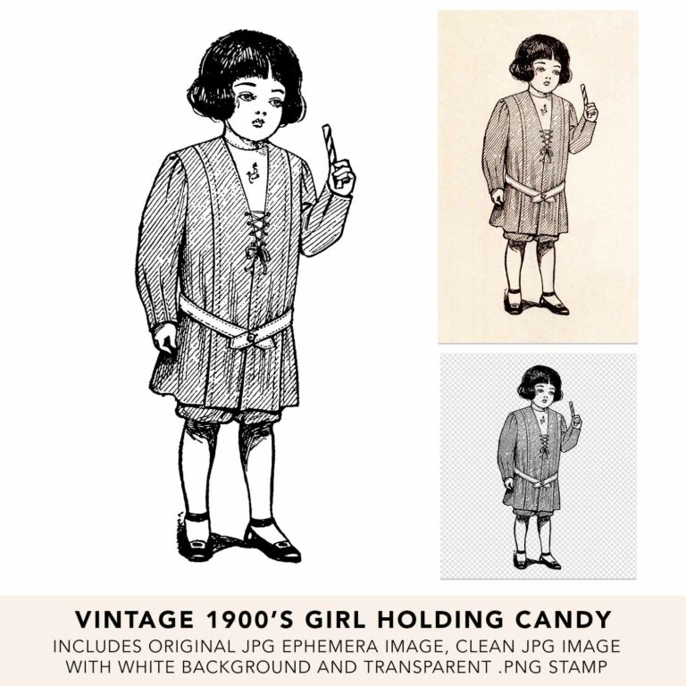 Vintage 1900’s Fashion Girl Holding Candy