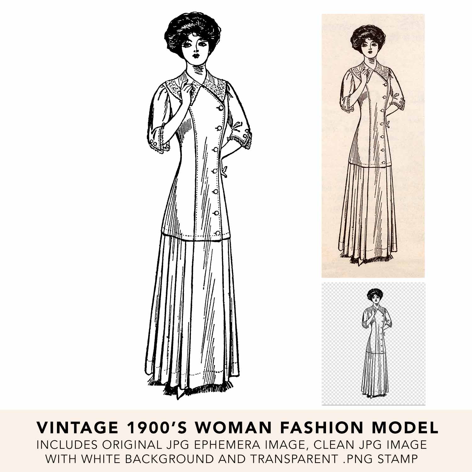 Vintage Woman Dress Jacket Illustration 05