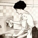Vintage Woman Washing Sink Graphic Web Preview