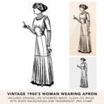 Vintage Woman Wearing Apron Illustration