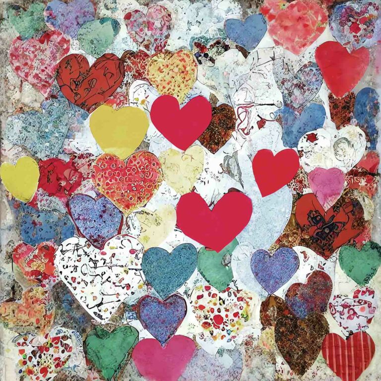 Mixed Media Valentine Hearts Collage Background Paper 03